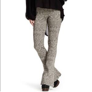 Free People Metallic Black & Silver Flared Lurex Bell Bottoms Size XS